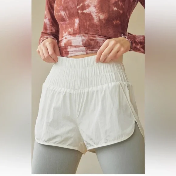 FP Movement Way Home Shorts Optic White Smocked High Rise Small - Picture 13 of 16